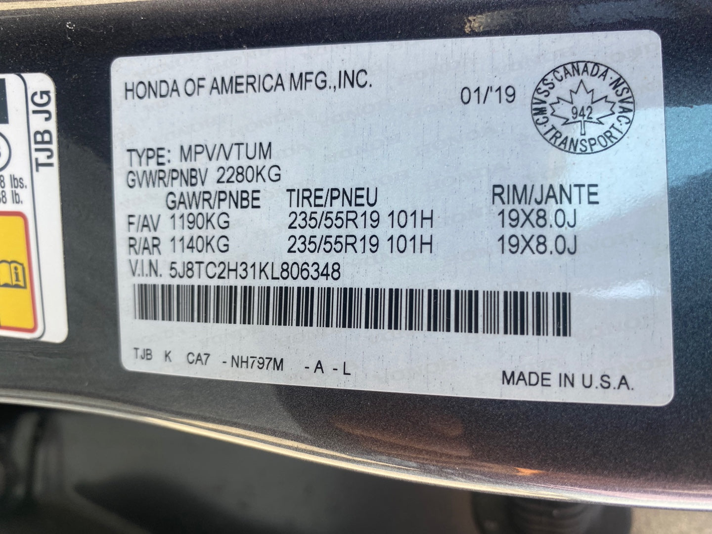 ACURA RDX 2019