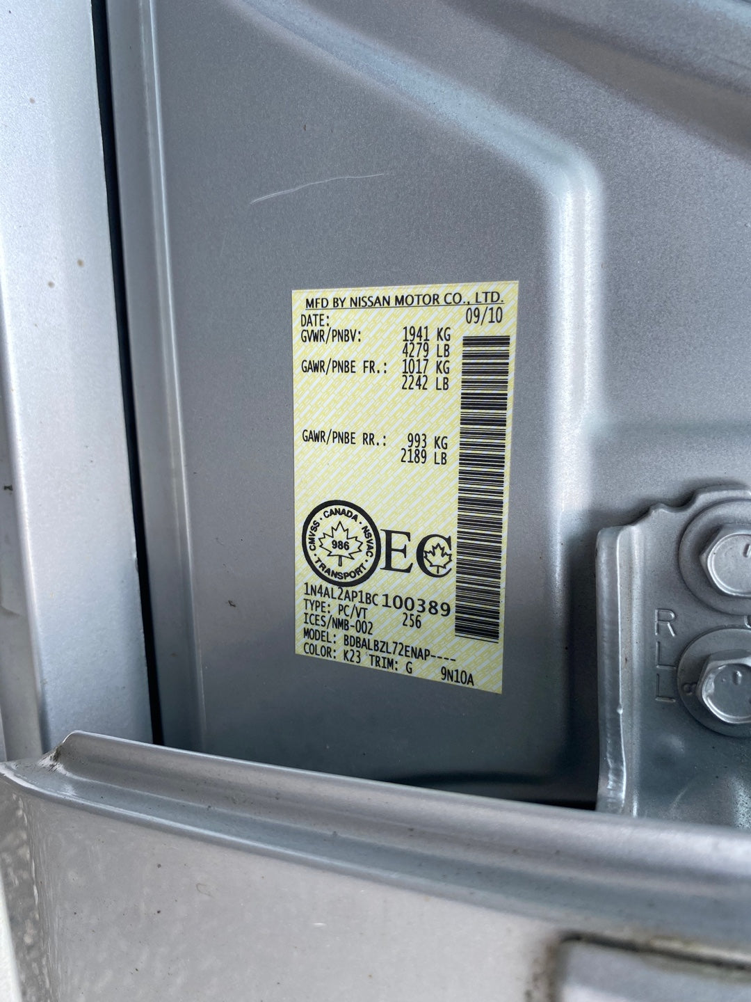 NISSAN ALTIMA 2011