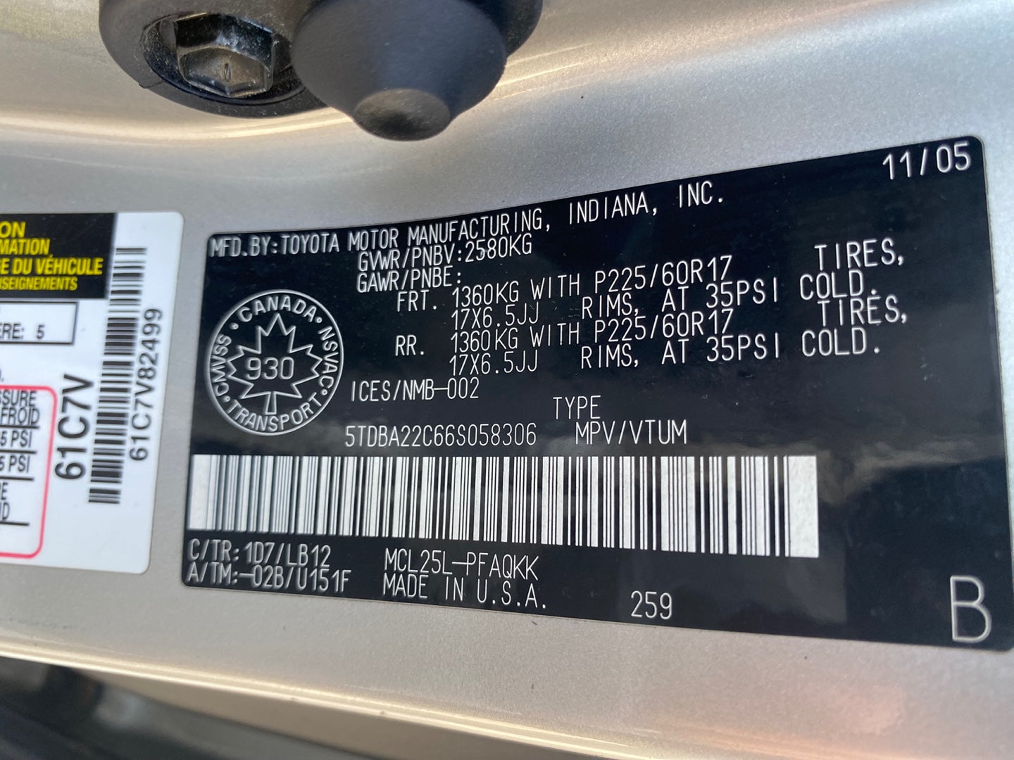 TOYOTA SIENNA 2006