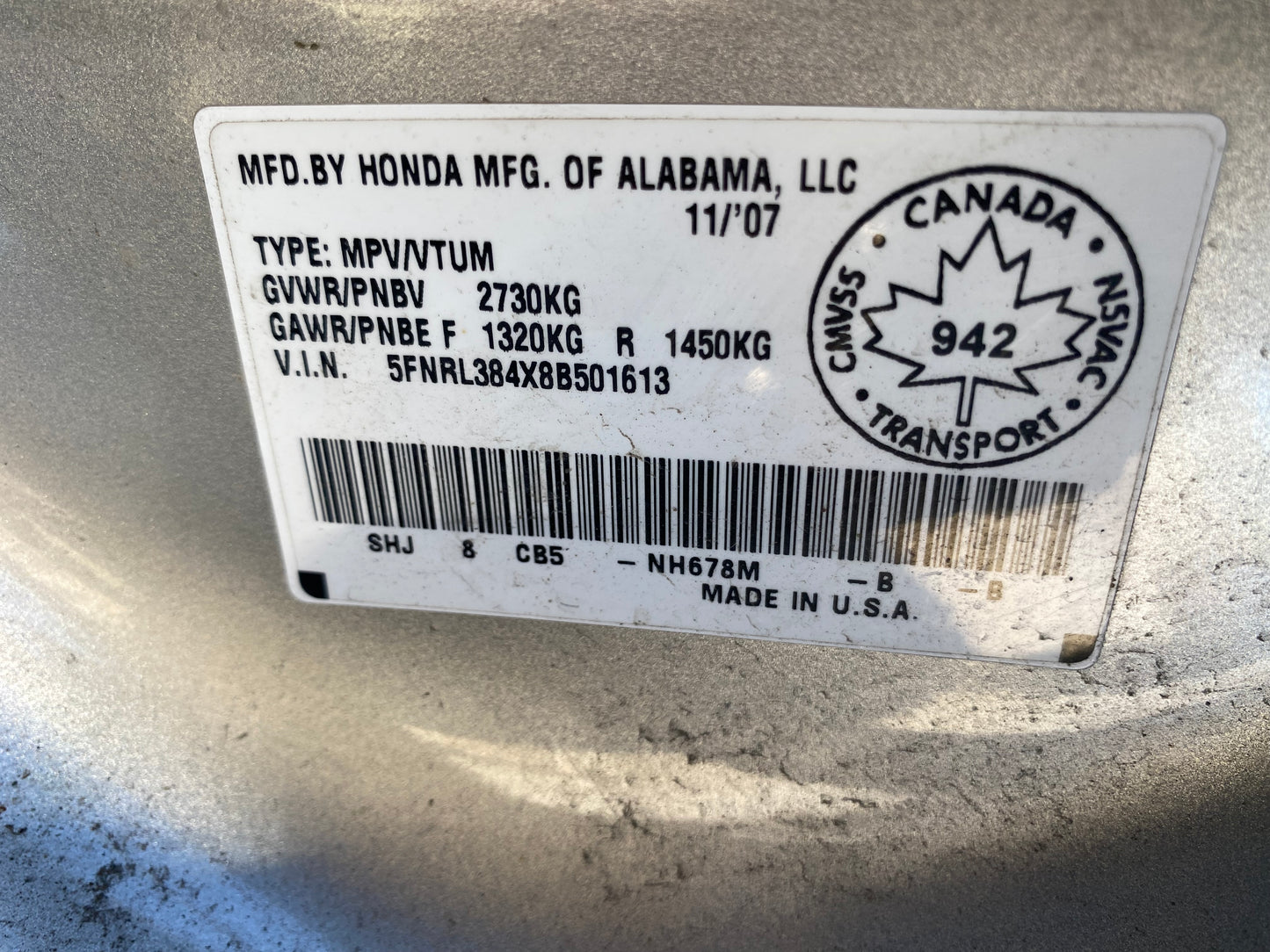 HONDA ODYSSEY 2008