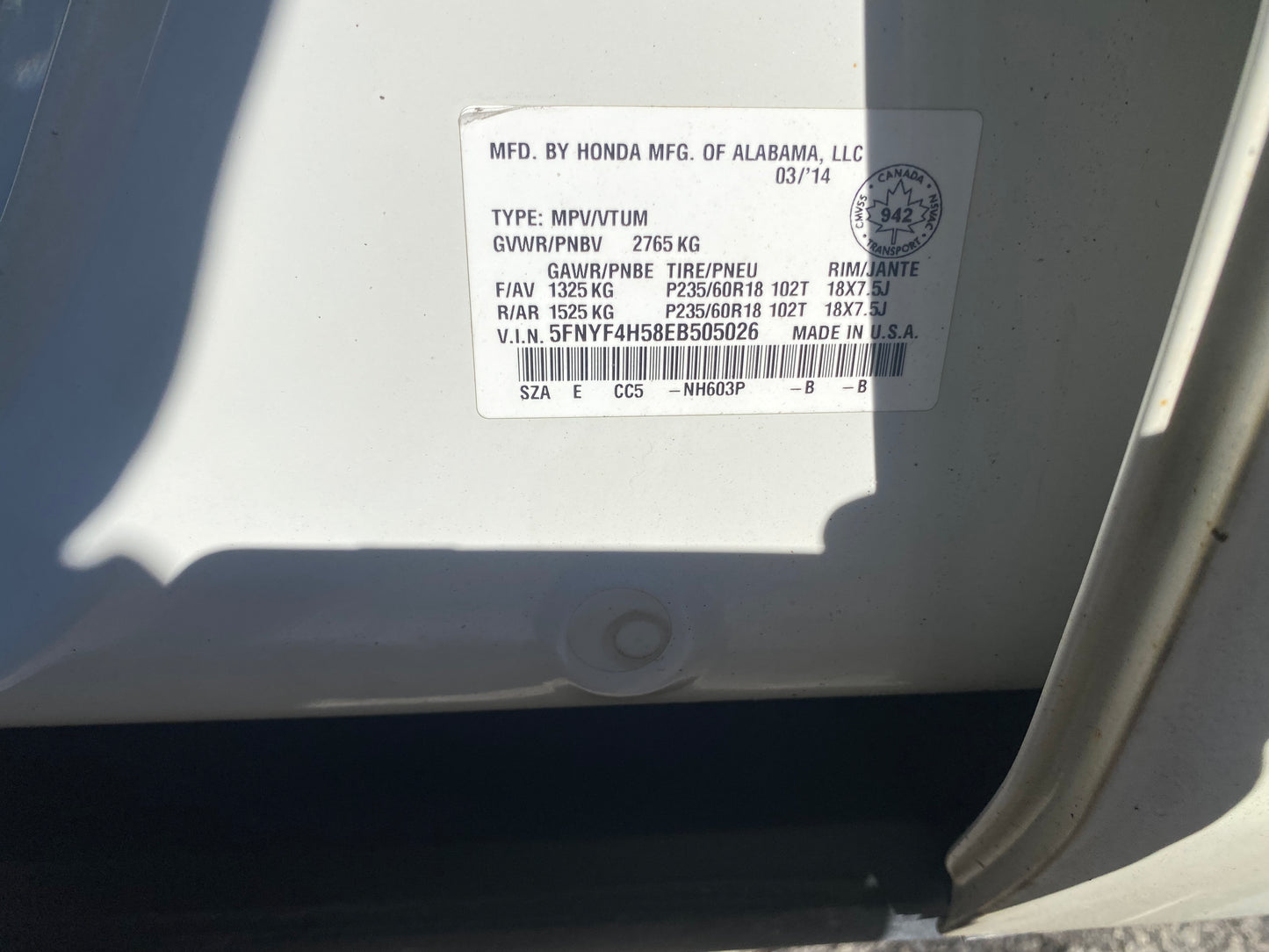 HONDA PILOT 2014