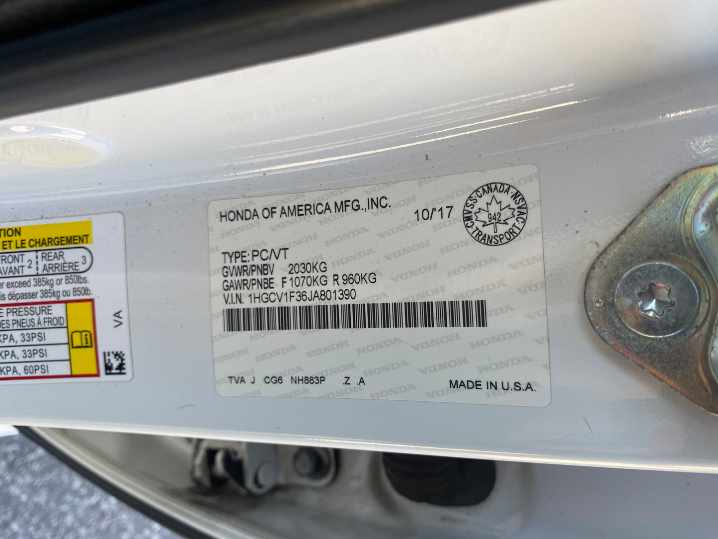 HONDA ACCORD 2018