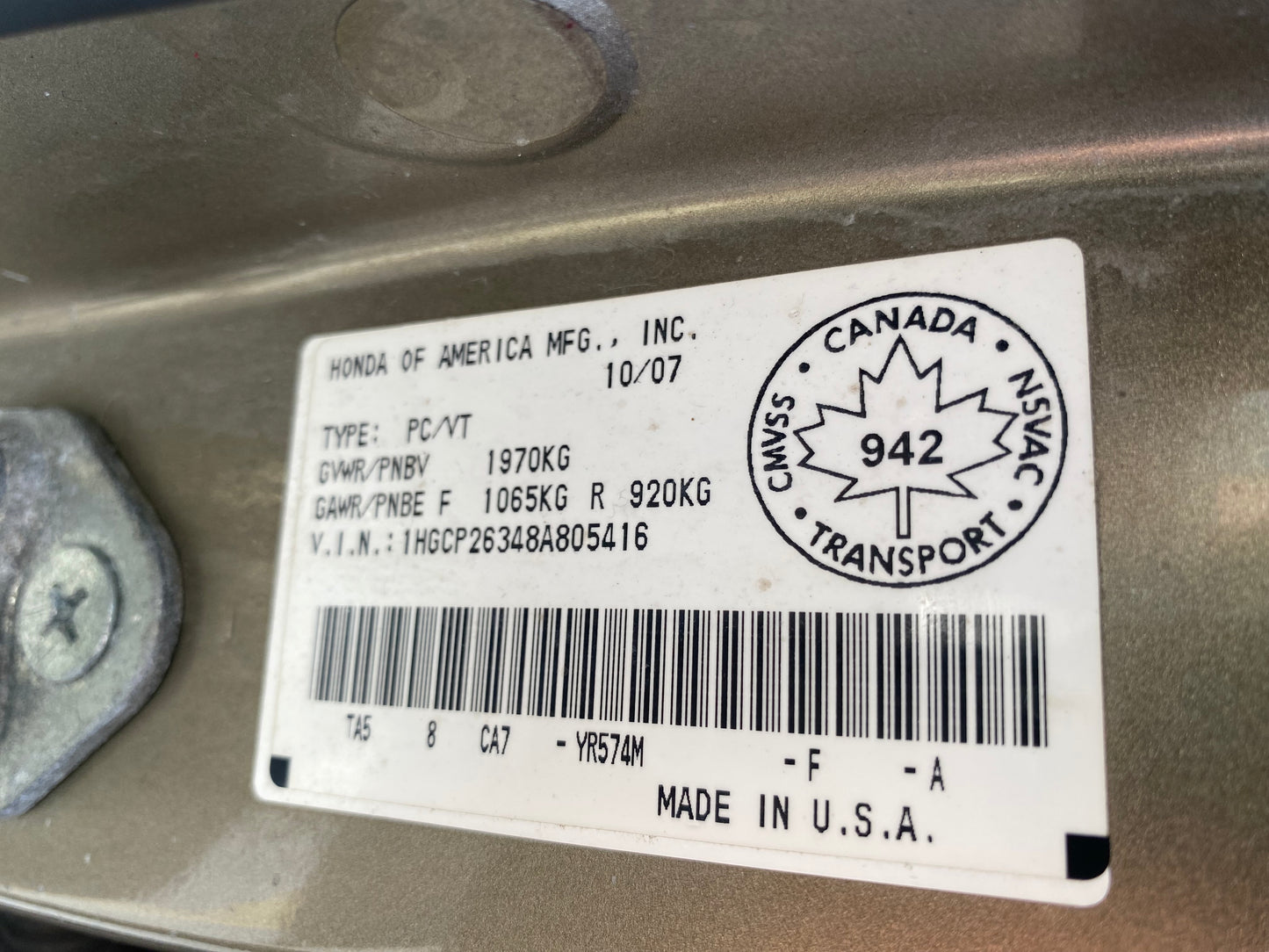 HONDA ACCORD 2008