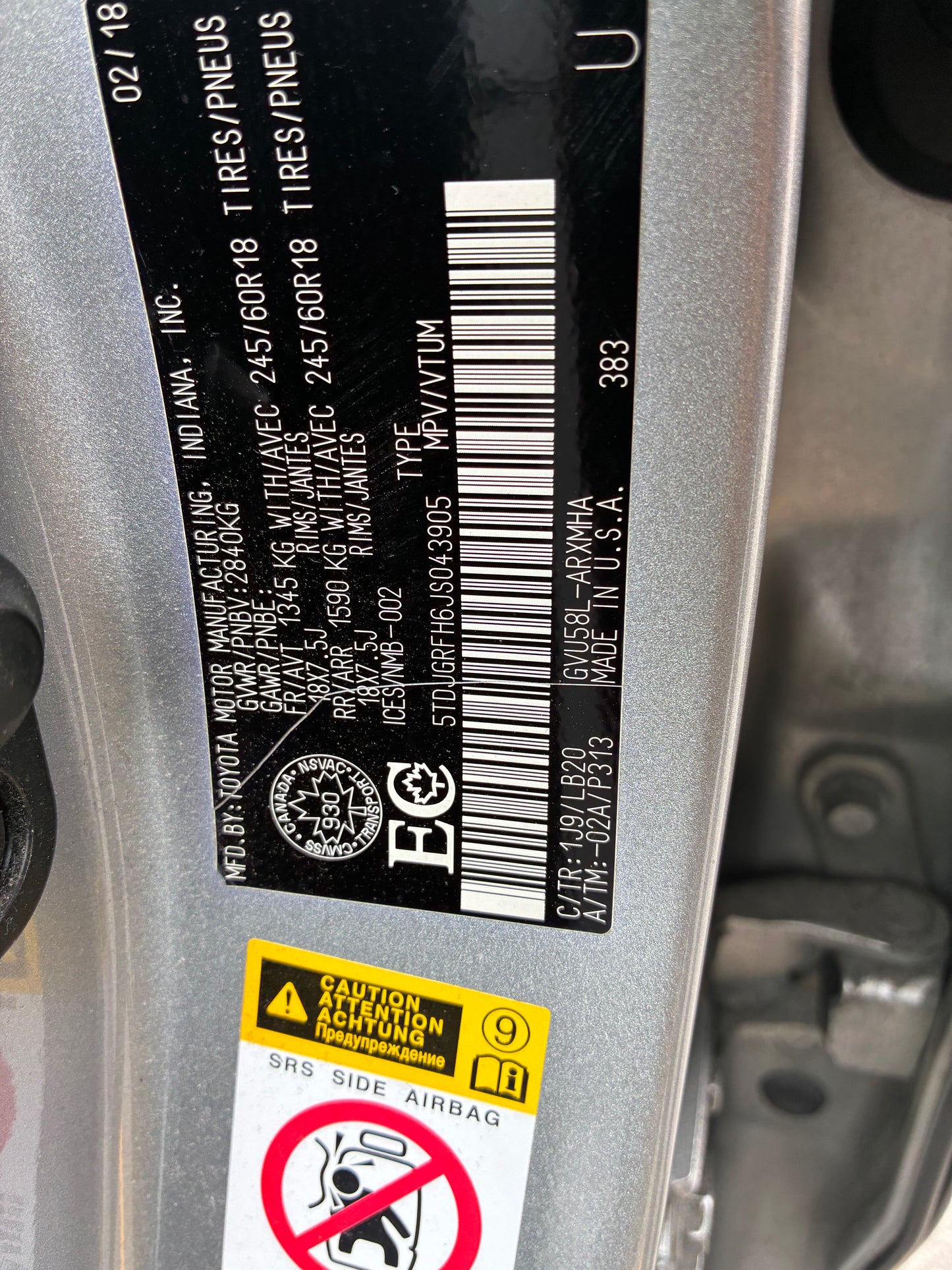 TOYOTA HIGHLANDER 2018
