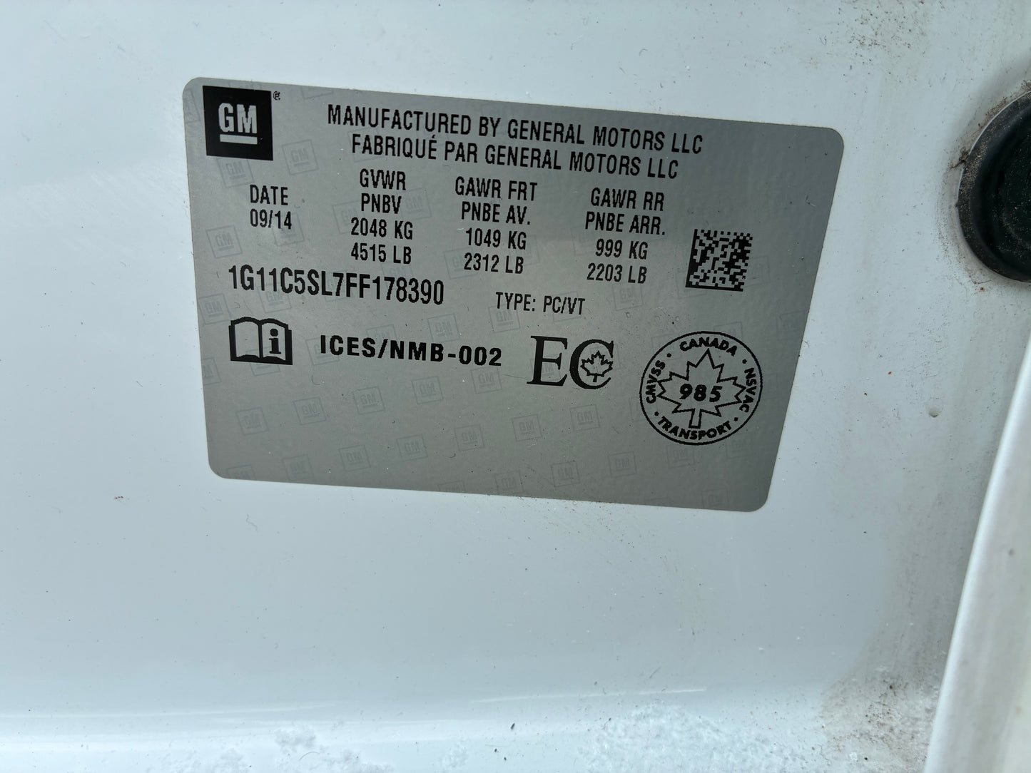 CHEVROLET MALIBU 2015